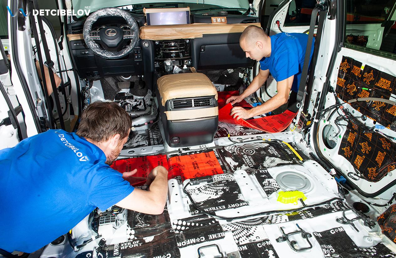 Процесс шумоизоляции салона Lexus LX