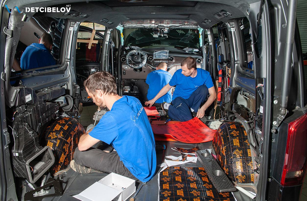 Процесс шумоизоляции салона Mercedes-Benz V-Класс (W447)